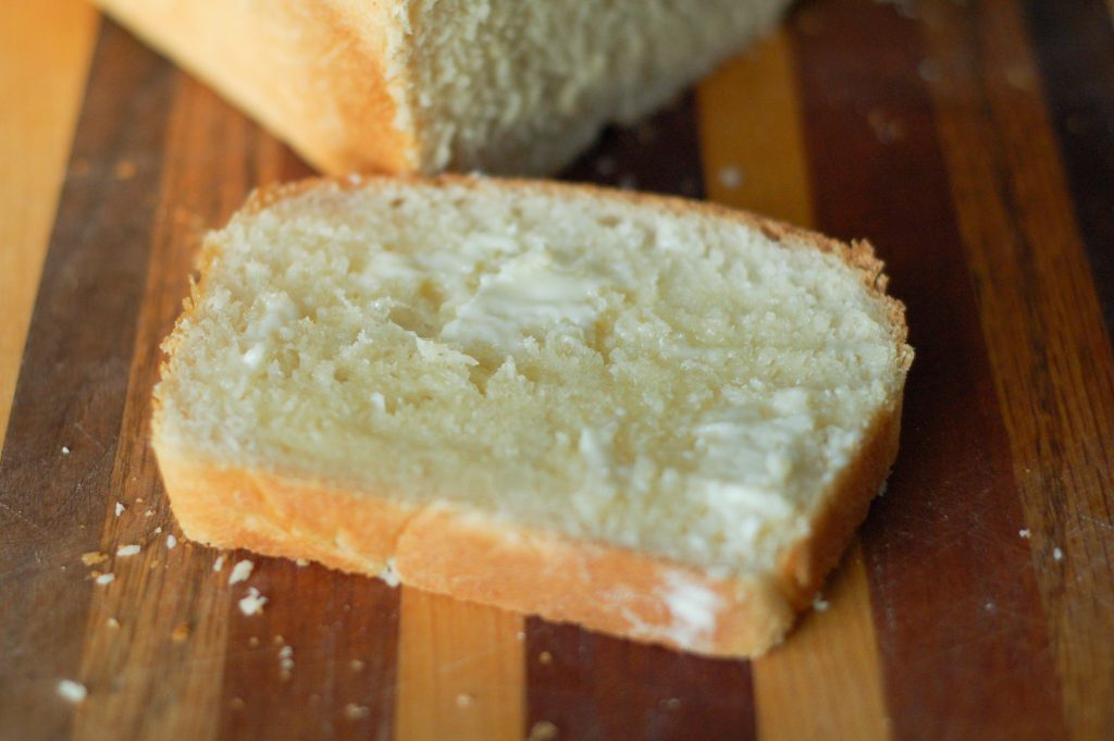 sliced and buttered homemade bread
